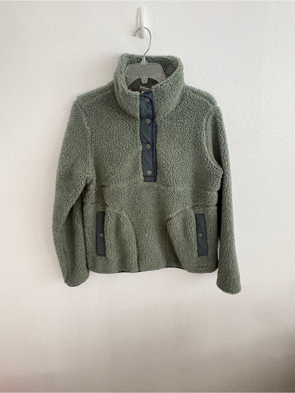 L.L.Bean Sage Green Sherpa Snap Pullover